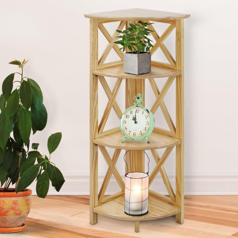 Casual Home Montego 3 Shelf Corner Folding Bookcase with Mantel Top