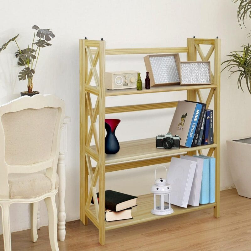 Casual Home Montego 3-Shelf Folding Bookcase -Natural - Image 14