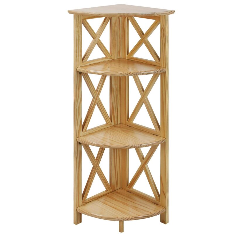 Casual Home Montego 3 Shelf Corner Folding Bookcase with Mantel Top - Image 7