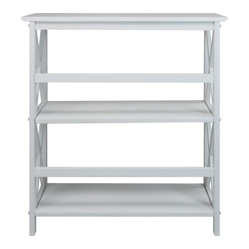 Casual Home Montego Lightweight 3 Tier Open Shelf X Design Wooden Bookcase Office Furniture , Wood (White) - Image 2