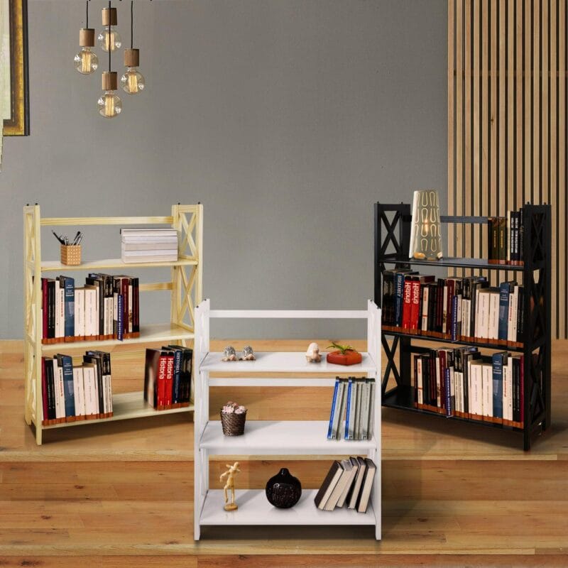 Casual Home Montego 3-Shelf Folding Bookcase -Natural - Image 27