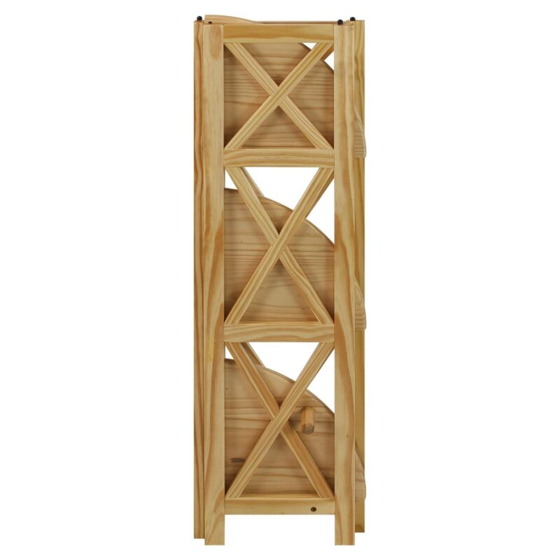 Casual Home Montego 3 Shelf Corner Folding Bookcase with Mantel Top - Image 9