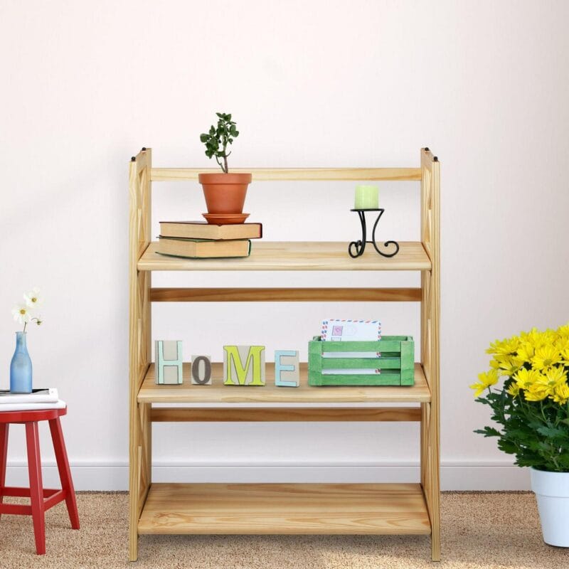 Casual Home Montego 3-Shelf Folding Bookcase -Natural - Image 11