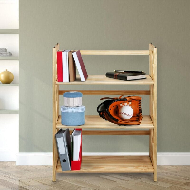Casual Home Montego 3-Shelf Folding Bookcase -Natural - Image 12