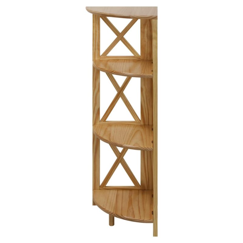 Casual Home Montego 3 Shelf Corner Folding Bookcase with Mantel Top - Image 8