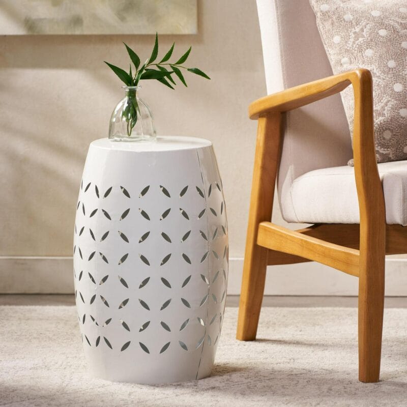 Cataleya Outdoor 12  Iron Side Table, White