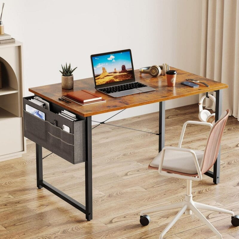 Computer Writing Desk 40 inch, Sturdy Home Office Table, Work Desk with a Storage Bag and Headphone Hook,Vintage - Image 3