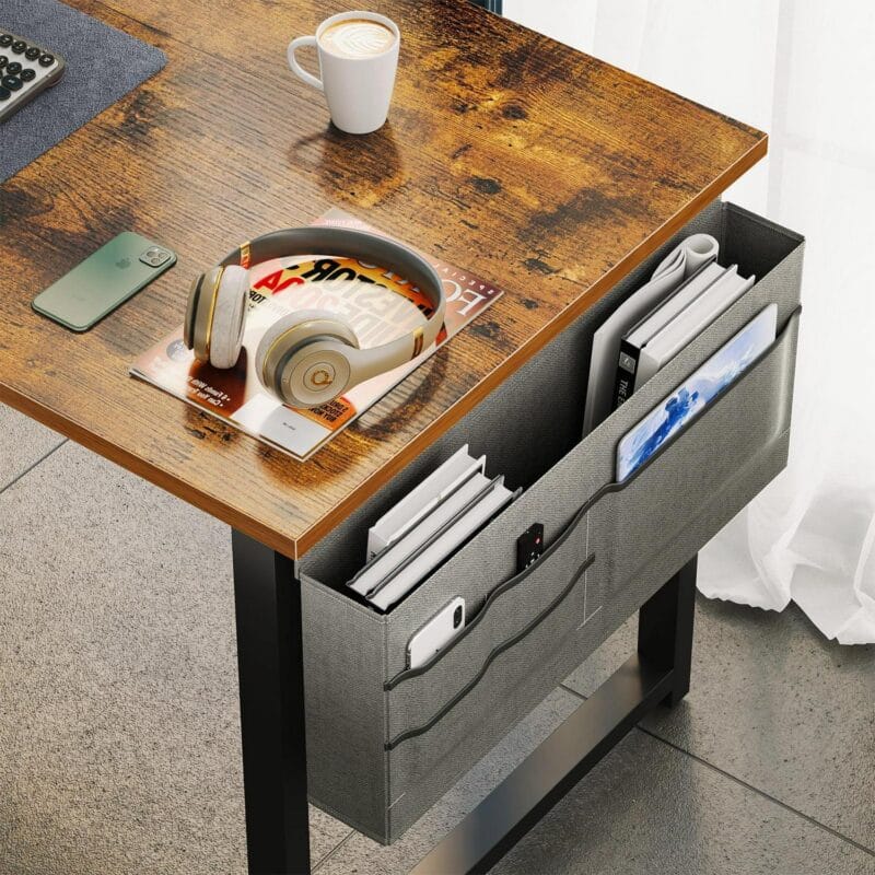 Computer Writing Desk 40 inch, Sturdy Home Office Table, Work Desk with a Storage Bag and Headphone Hook,Vintage - Image 7