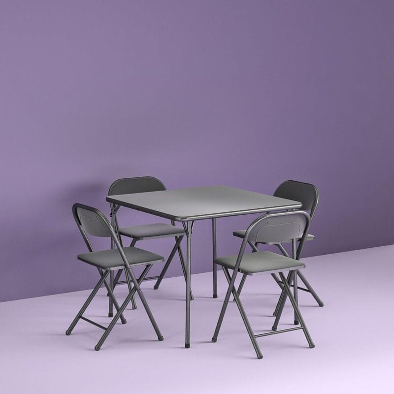 Cosco 5-Piece Card Table Set, Black - Image 3