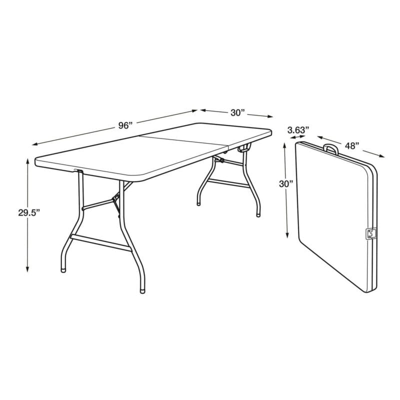 Cosco 8 Foot Centerfold Folding Table, White - Image 11