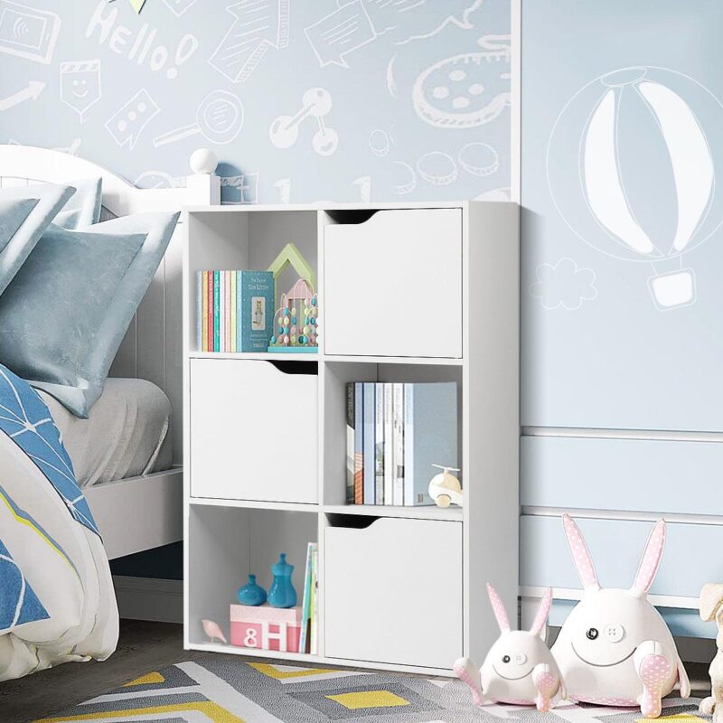Costway 6 Cube Bookcase Cabinet Wood Bookcase Storage Shelves Room Divider Organization - Image 4