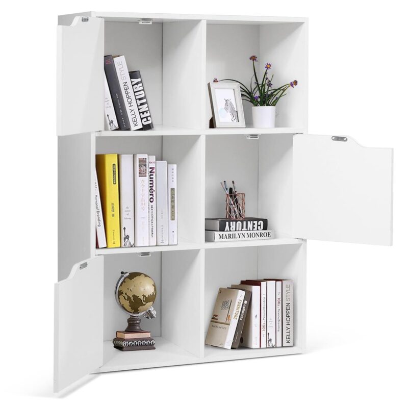 Costway 6 Cube Bookcase Cabinet Wood Bookcase Storage Shelves Room Divider Organization - Image 11