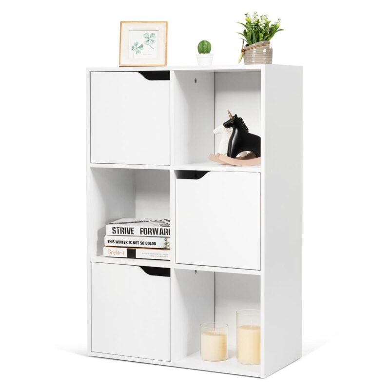 Costway 6 Cube Bookcase Cabinet Wood Bookcase Storage Shelves Room Divider Organization - Image 10