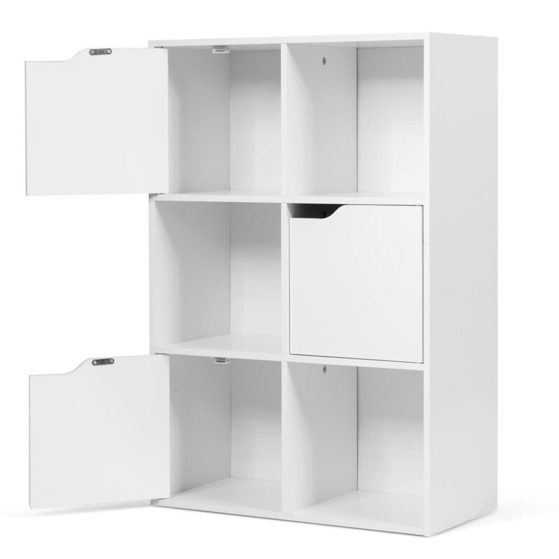 Costway 6 Cube Bookcase Cabinet Wood Bookcase Storage Shelves Room Divider Organization - Image 12