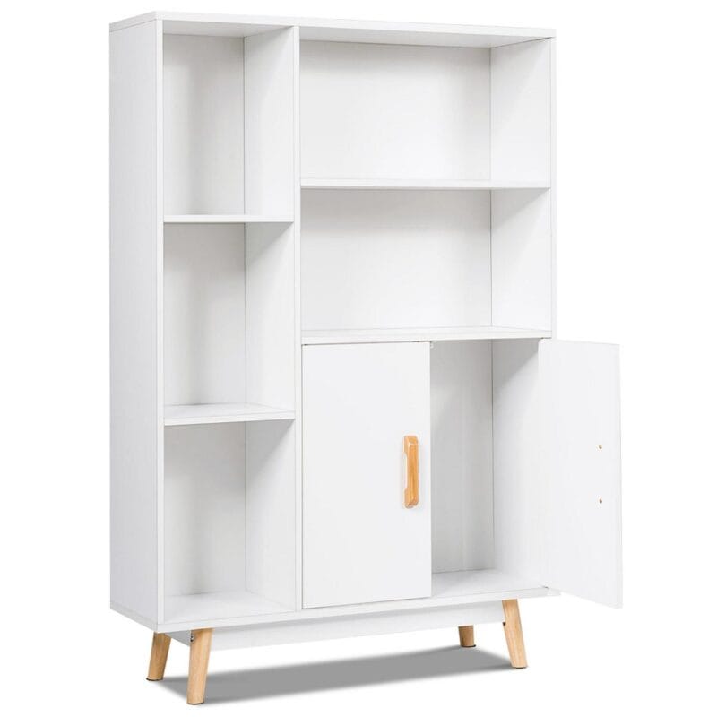 Costway Floor Storage Cabinet Free Standing Wooden Display Bookcase Side Decor Furniture - Image 10