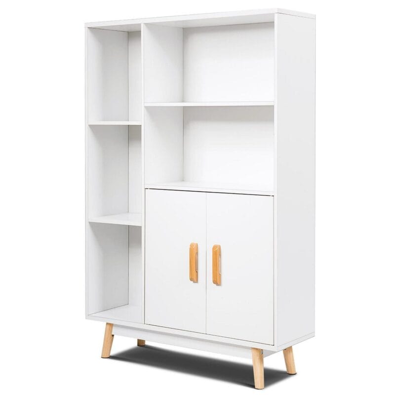 Costway Floor Storage Cabinet Free Standing Wooden Display Bookcase Side Decor Furniture - Image 12