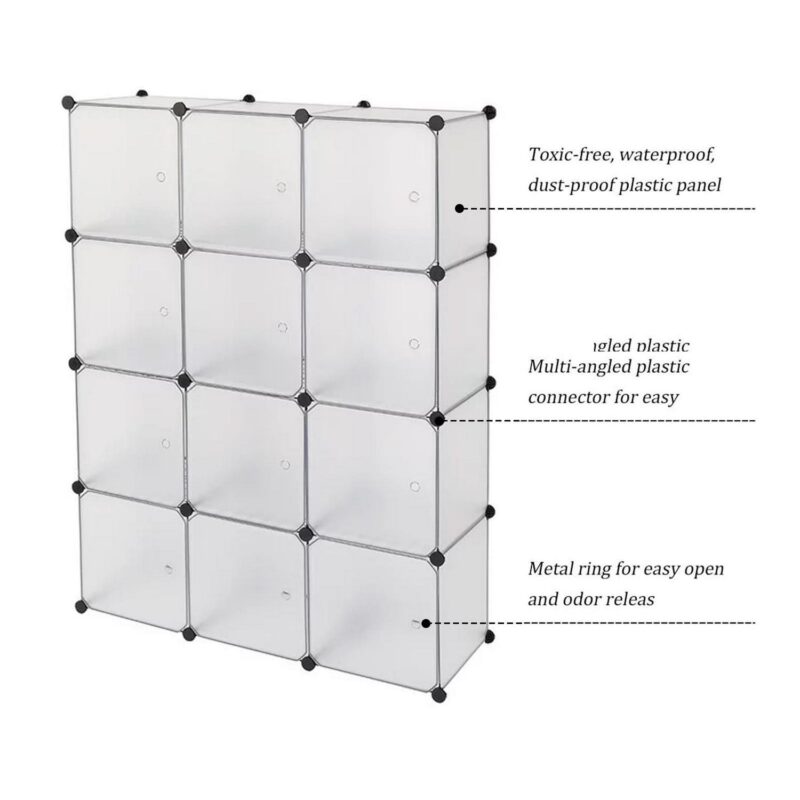 DIY Cube Storage Organizers 14''x 14''(12 Cubes), Clothes Cube Organizer Storage, 12 Storage Cube Organizer W/Doors, Square Wardrobe Cabiet Shelves, Modular Bookshelf for Living Room - Image 10