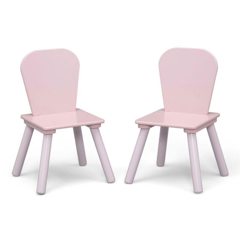 Delta Children 4-Piece Toddler Playroom Set a Includes Play Table, 2 Chairs and 6 Bin Toy Organizer with Reusable Vinyl Cling Stickers, Light Pink/Dark Pink - Image 6