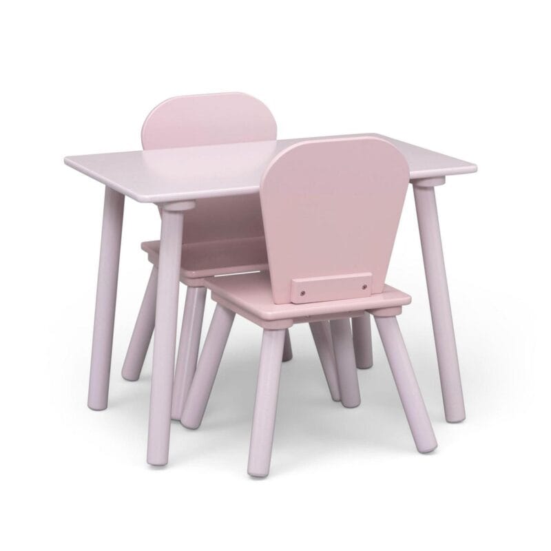 Delta Children 4-Piece Toddler Playroom Set a Includes Play Table, 2 Chairs and 6 Bin Toy Organizer with Reusable Vinyl Cling Stickers, Light Pink/Dark Pink - Image 5