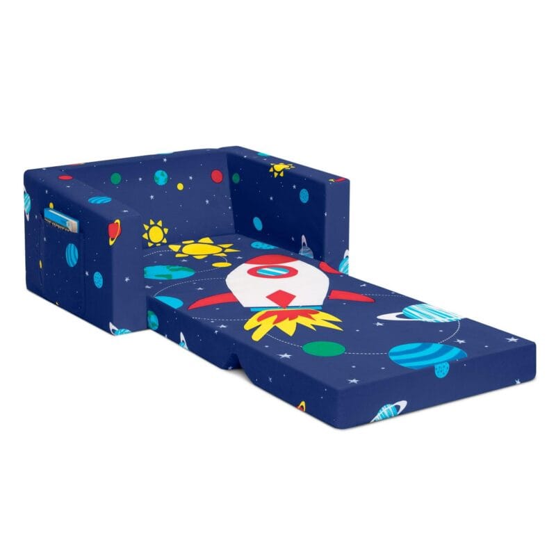 Delta Children Cozee Flip-Out Chair - 2-in-1 Convertible Chair to Lounger for Kids, Space - Image 11