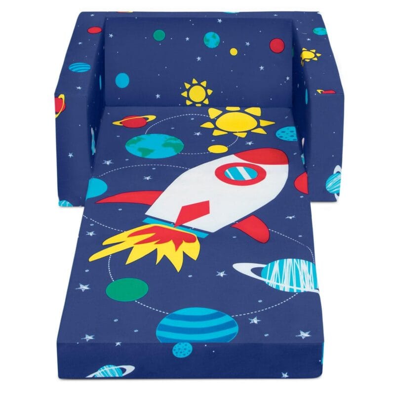 Delta Children Cozee Flip-Out Chair - 2-in-1 Convertible Chair to Lounger for Kids, Space - Image 12