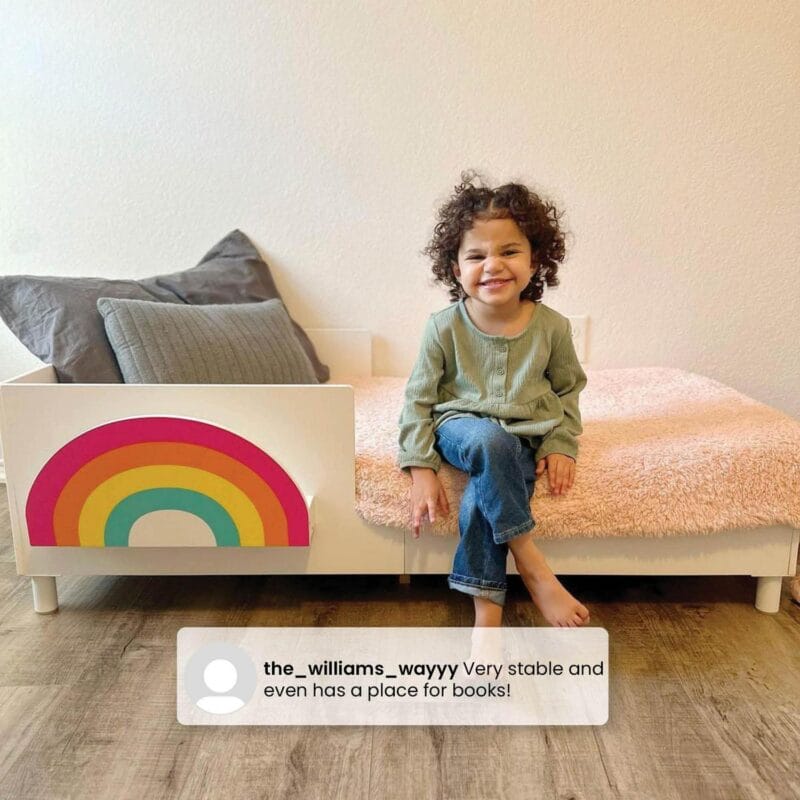 Delta Children Sleep N Store Toddler Bed with Interchangeable Shelf (Choose from Rainbow, Dinosaur or White Shelf), White - Image 5