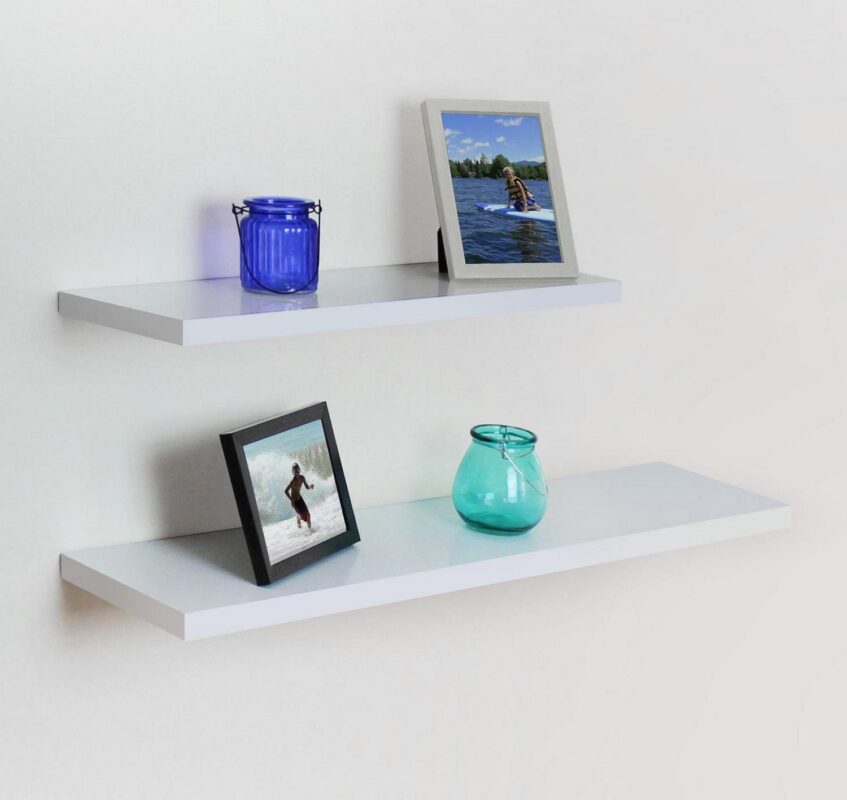 Delta Cycle and Home Floating Shelves 2 Pack- White - 48 in x 10 in x .5 in - Reforested Natural Wood Shelves - Thin Floating Shelf Easy Install - Decorations For Bedroom, Bathroom, or Kitchen - Image 8