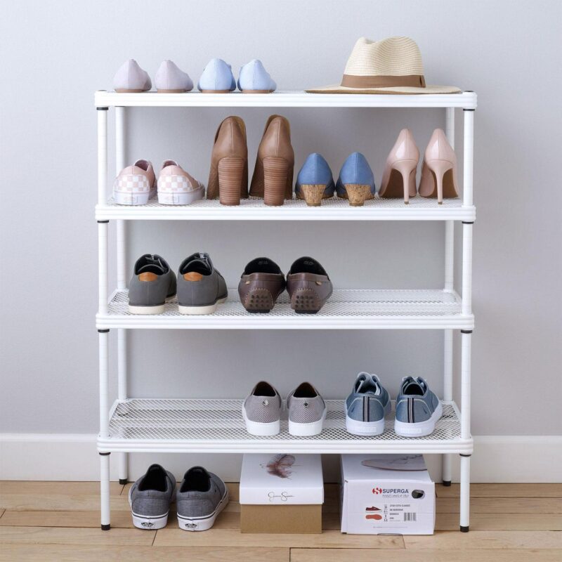 Design Ideas MeshWorks 2-Tier Metal Storage Shelving Unit Rack, White - Image 8