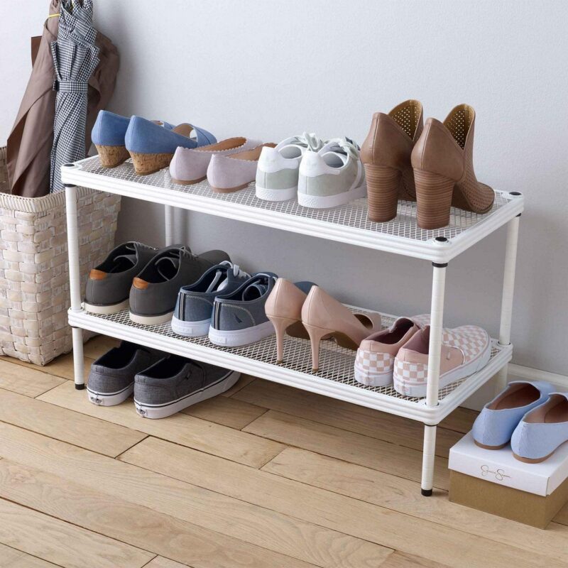 Design Ideas MeshWorks 2-Tier Metal Storage Shelving Unit Rack, White - Image 7
