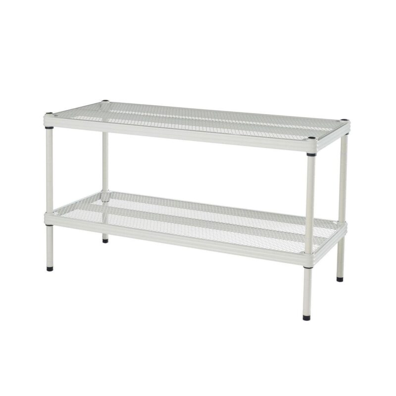 Design Ideas MeshWorks 2-Tier Metal Storage Shelving Unit Rack, White