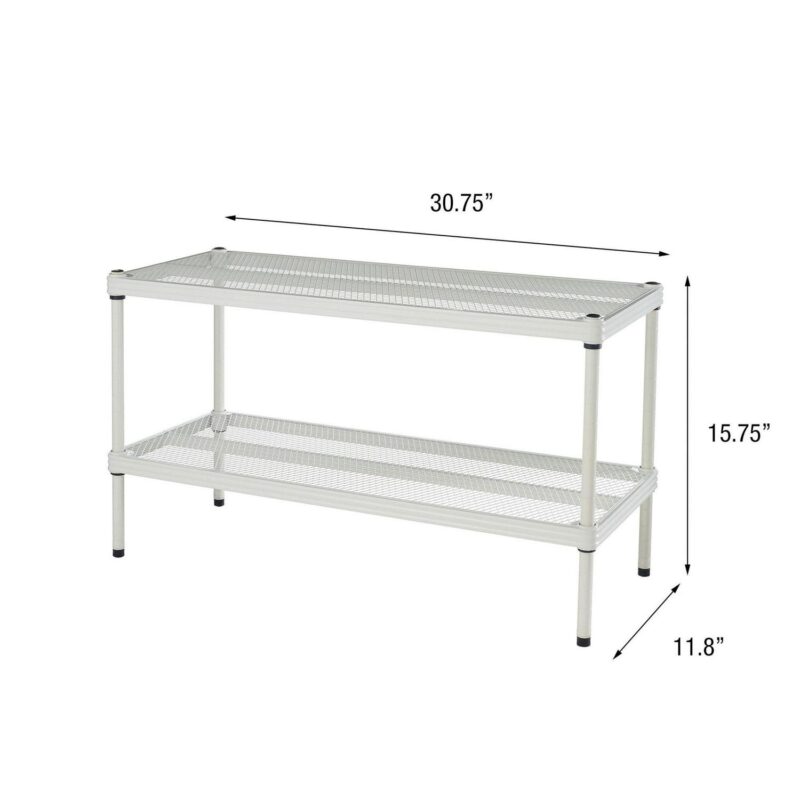 Design Ideas MeshWorks 2-Tier Metal Storage Shelving Unit Rack, White - Image 4