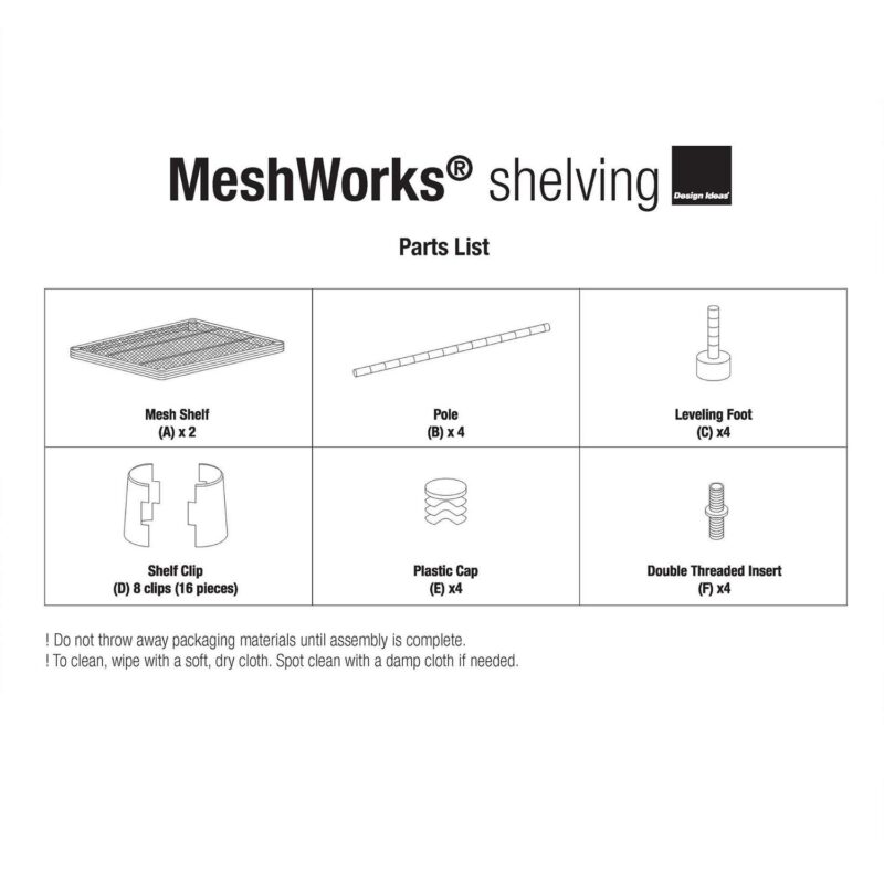Design Ideas MeshWorks 2-Tier Metal Storage Shelving Unit Rack, White - Image 5