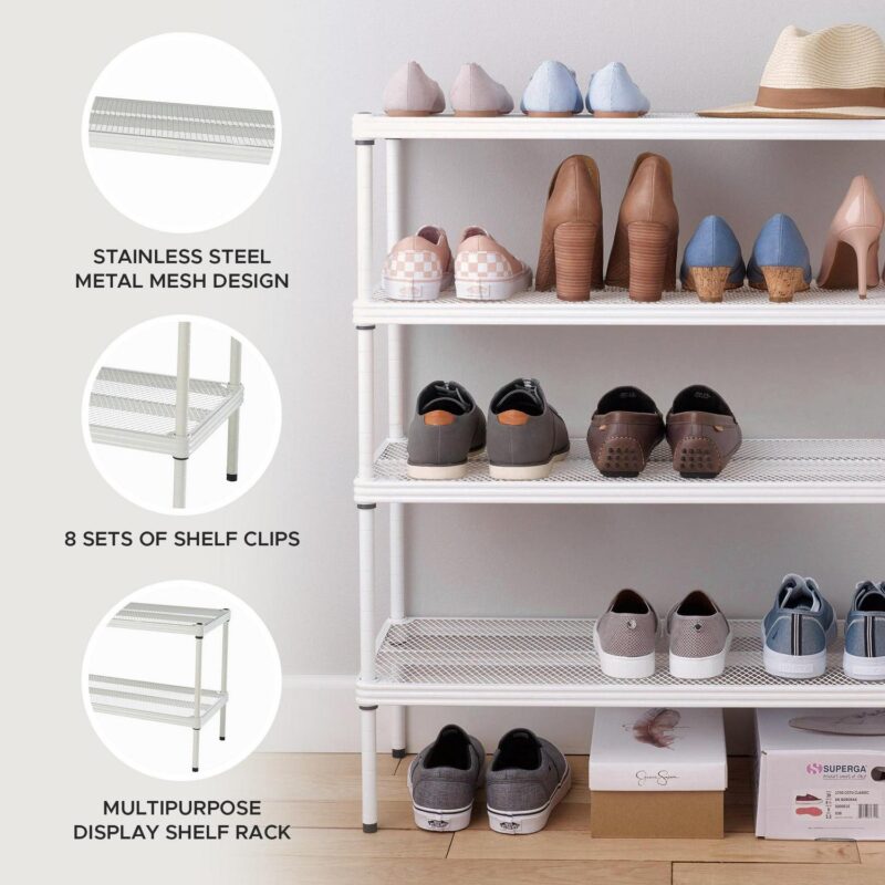 Design Ideas MeshWorks 2-Tier Metal Storage Shelving Unit Rack, White - Image 2