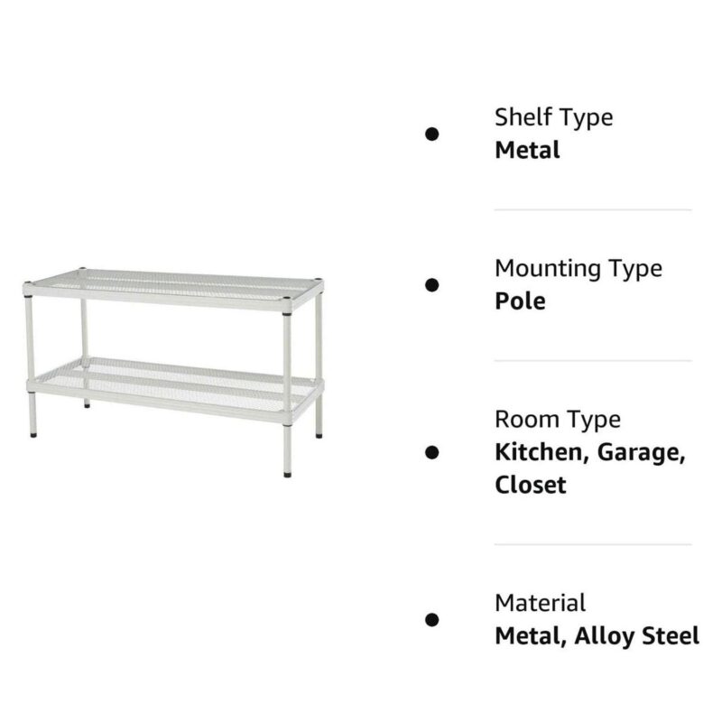 Design Ideas MeshWorks 2-Tier Metal Storage Shelving Unit Rack, White - Image 6