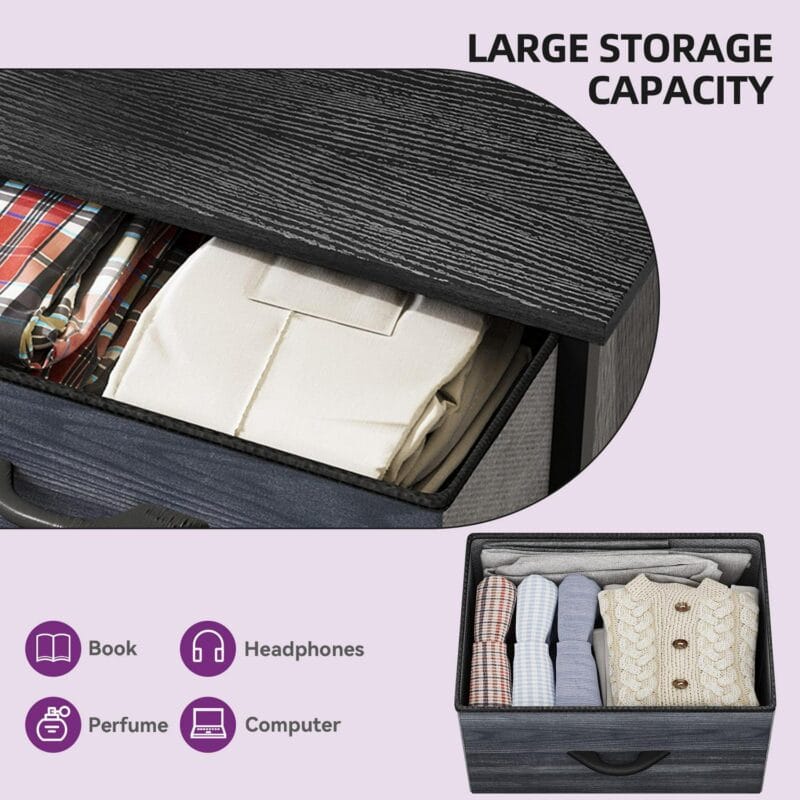 Dextrus 5 Drawer Dresser, Drawers for Clothing, Tall Dresser Drawer Chest, Dresser Organizer for Bedroom, Living Room and Closets - Sturdy Steel Frame, Wooden Top and Easy Pull Fabric Bins - Image 2