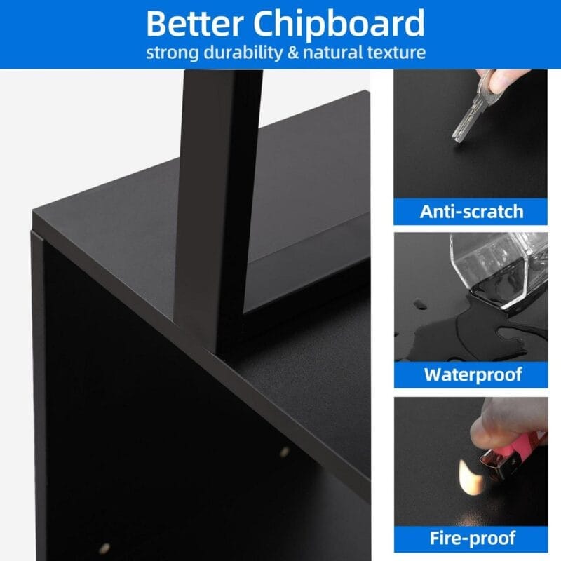 Dextrus 5-Tier S-Shaped Bookshelf, Geometric Bookcase Wooden Z-Shelf Storage Modern Open Shelving, Freestanding Display Bookshelf for Living Room Home Office, Black - Image 5