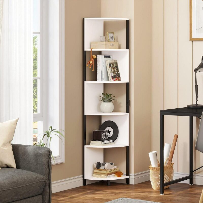 Dextrus 6-Tiers Corner Shelf 68.8  Tall Corner Storage Stand Unit , Corner Bookshelf Modern Free Standing Bookcase for Living Room, Home Office, White