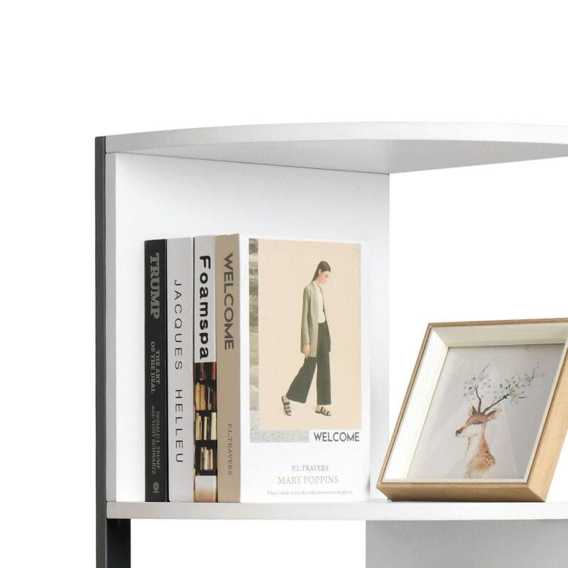 Dextrus 6-Tiers Corner Shelf, Narrow Open Shelf, Modern Corner Bookshelf and Bookcase, Corner Storage Rack Plant Stand for Home Office, White - Image 5