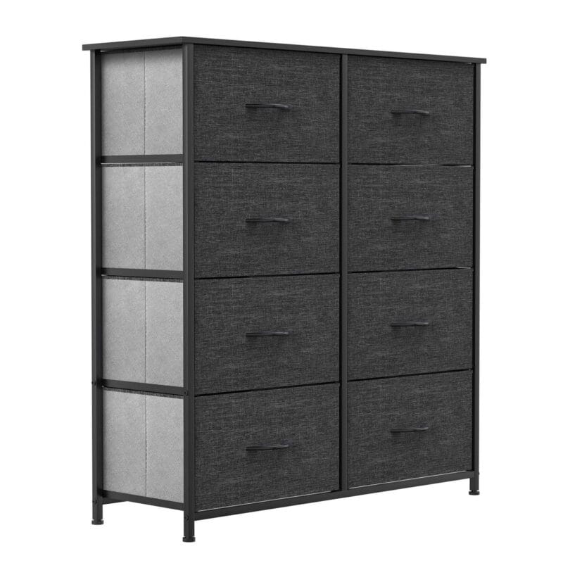 Dextrus 8 Drawer Dresser for Bedroom Fabric Dresser Chest of Closets Storage Units Organizer Tower Wooden Top Shelf, for Bedroom, Hallway, Entryway, Closet(Black Grey) - Image 3