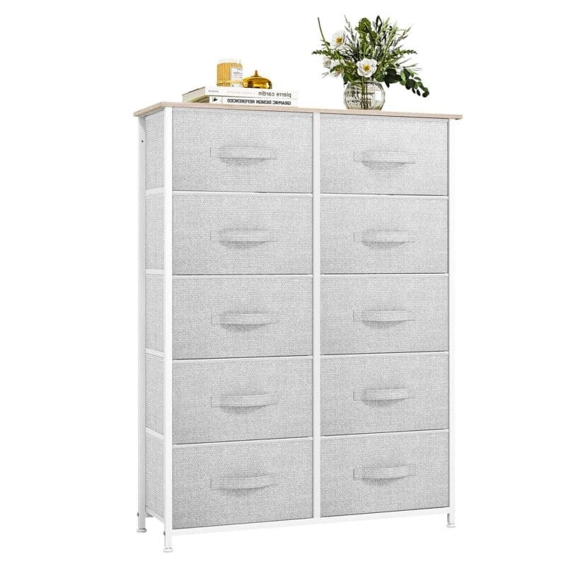 Dextrus Dressers with 10 Drawers - Fabric Storage Tower, Organizer Unit for Bedroom, Living Room, Hallway, Cool Gray - Image 9