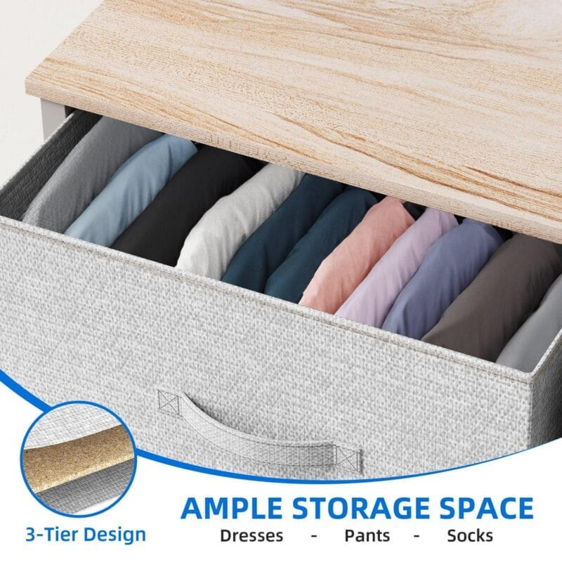 Dextrus Dressers with 10 Drawers - Fabric Storage Tower, Organizer Unit for Bedroom, Living Room, Hallway, Cool Gray - Image 4