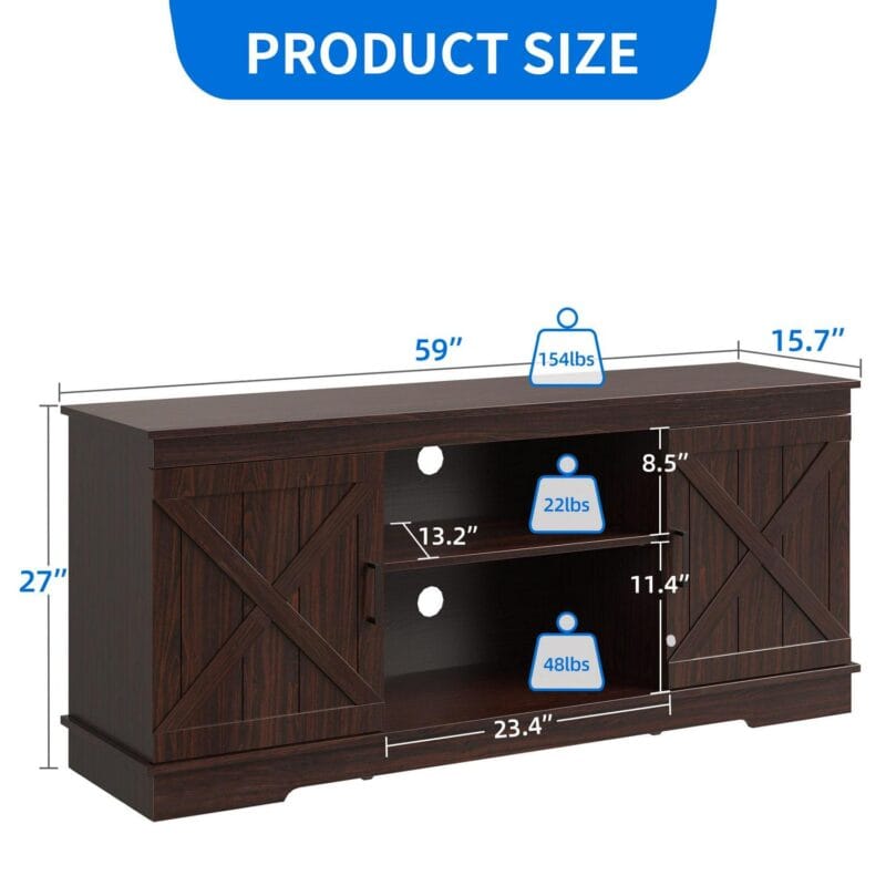 Dextrus Farmhouse TV Stand for 65 inch TV, Entertainment Center for Living Room, TV Media Console Cabinet, Brown - Image 7