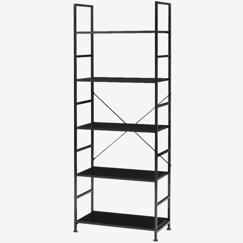 EDX Bookcase, 5 Tier Book Shelf, Storage Shelf, Classic Modern Bookcase for CDs, Movies, Books, Industrial Bookcase for Home Office, Living Room, Kitchen, Bedroom, Black - Image 7