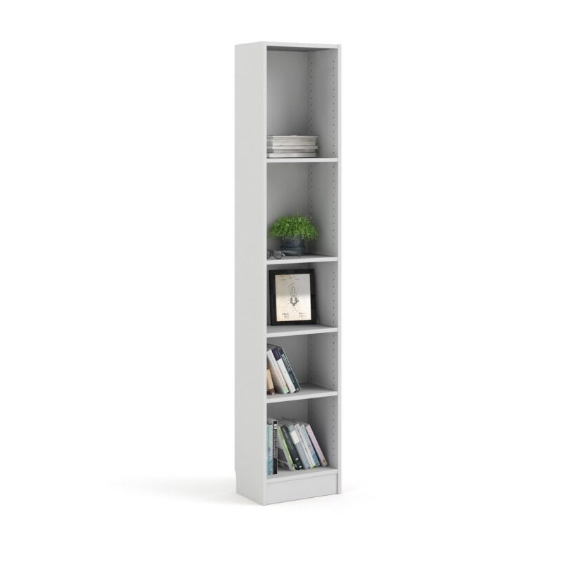 Element Collection Tall Narrow 5 Shelf Bookcase, White - Image 2
