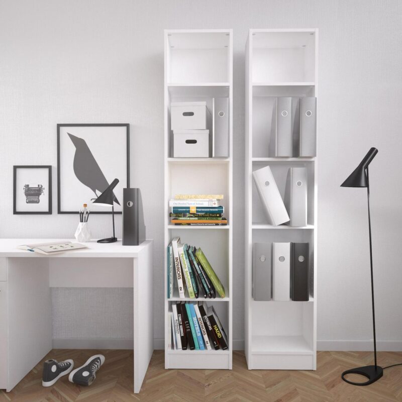 Element Collection Tall Narrow 5 Shelf Bookcase, White - Image 5