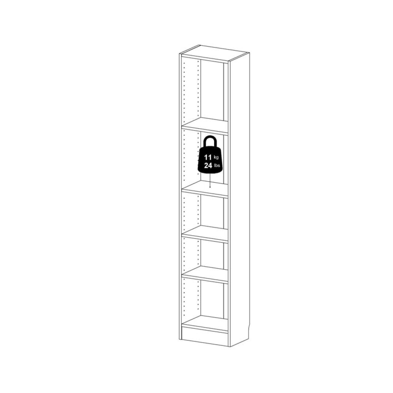 Element Collection Tall Narrow 5 Shelf Bookcase, White - Image 11