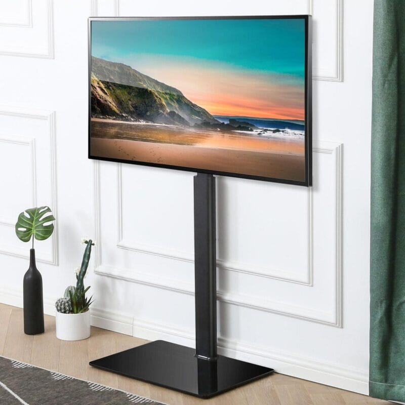 FITUEYES Universal TV Stand Base with Swivel Mount, Corner Floor TV Stand for 32 39 42 50 55 60 65 Inch TVs