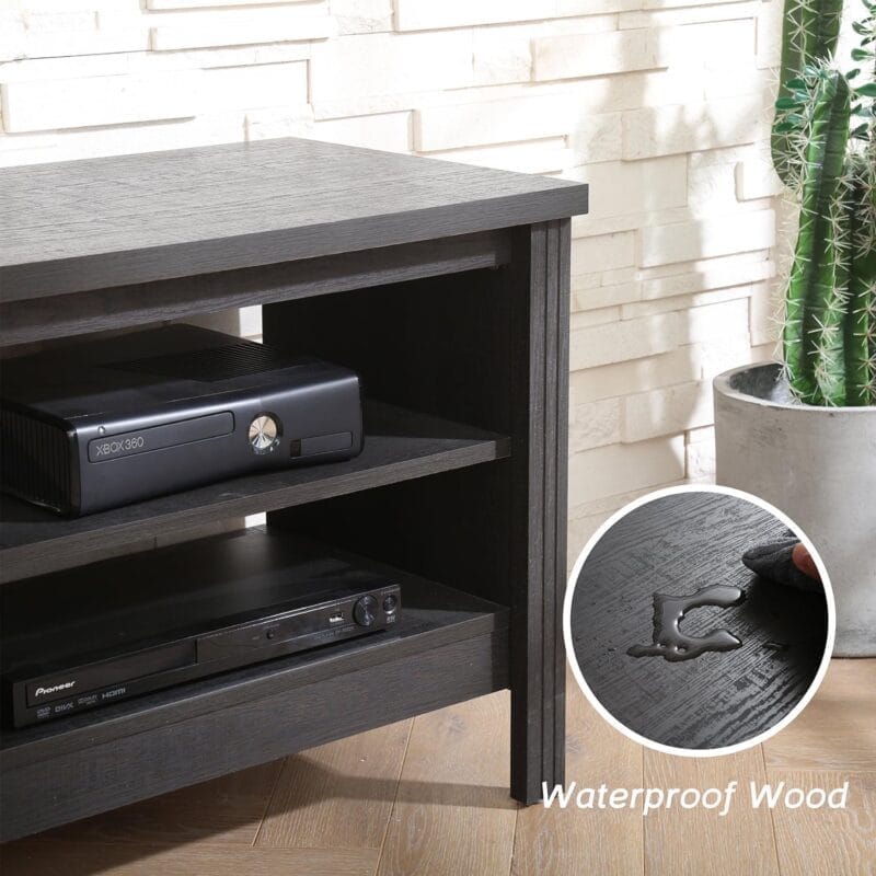 Farmhouse TV Stand for 65 60 Inch TV, Wood TV Media Console for 55 inch TV with 4 Cubby for Living Room Bedroom, Black - Image 6