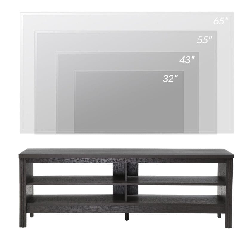 Farmhouse TV Stand for 65 60 Inch TV, Wood TV Media Console for 55 inch TV with 4 Cubby for Living Room Bedroom, Black - Image 3