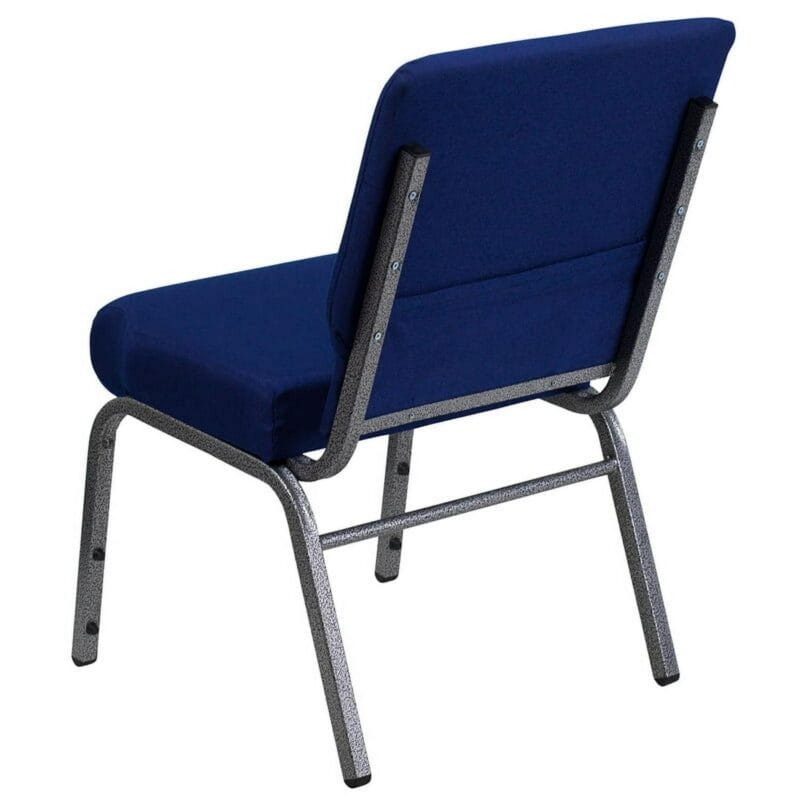 Flash Furniture HERCULES Series 21''W Stacking Church Chair in Navy Blue Fabric - Silver Vein Frame - Image 7